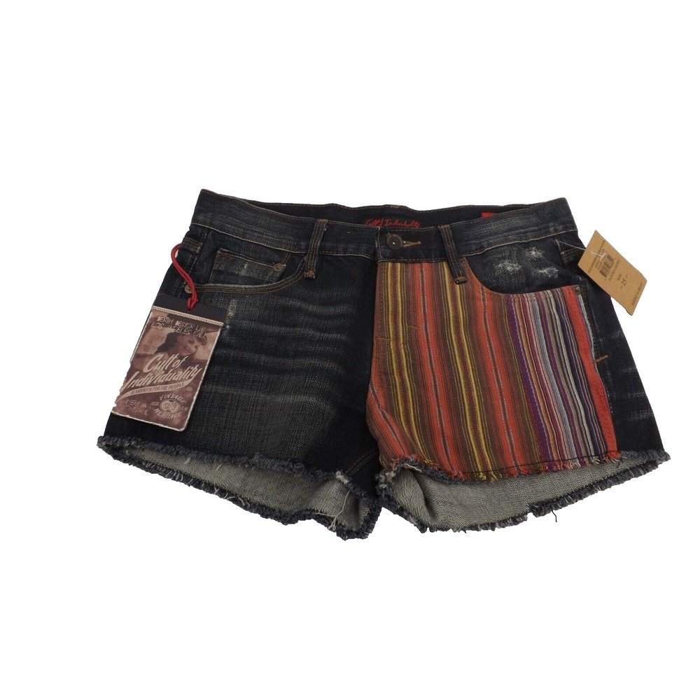 Cult of Individuality NWT Tantra Women's Jean Shorts New SZ 25 Rainbow Denim $88